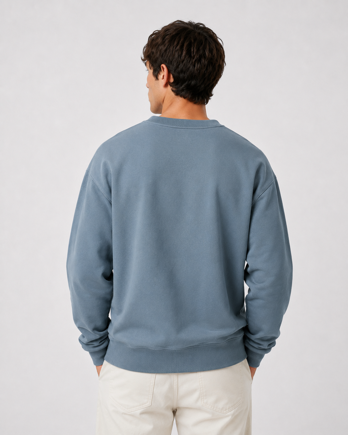 Men's Vintage Crew Neck Sweatshirt with V-Insert Detail