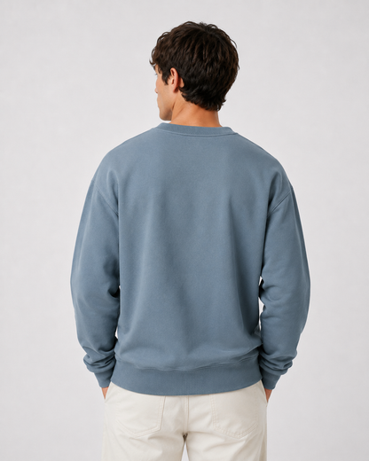 Men's Vintage Crew Neck Sweatshirt with V-Insert Detail