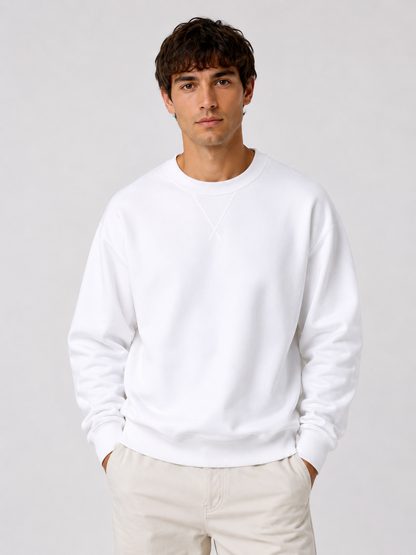 Men's Vintage Crew Neck Sweatshirt with V-Insert Detail
