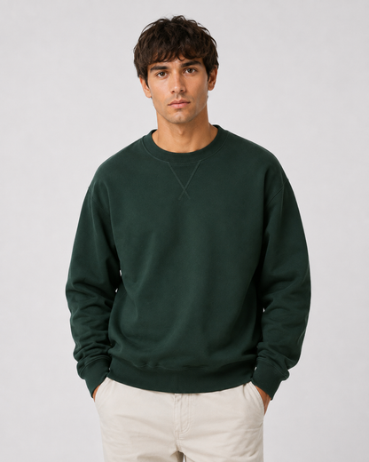 Men's Vintage Crew Neck Sweatshirt with V-Insert Detail
