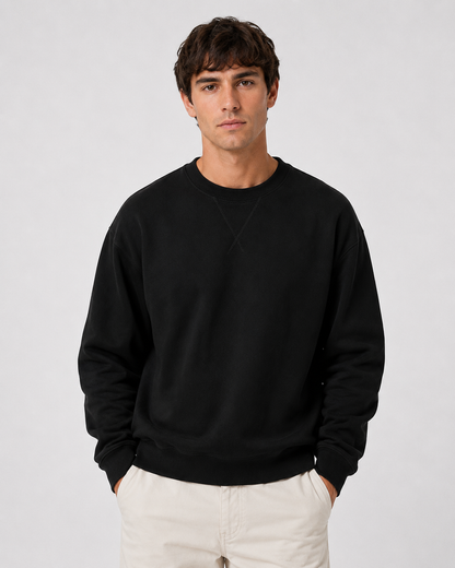 Men's Vintage Crew Neck Sweatshirt with V-Insert Detail