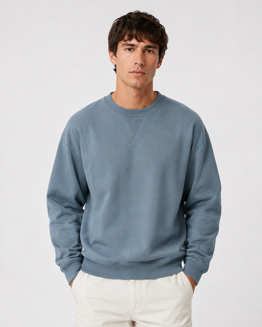 Men's Vintage Crew Neck Sweatshirt with V-Insert Detail