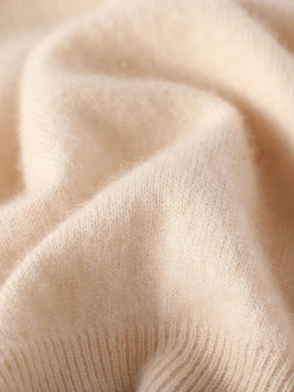 Men's Winter Cashmere Half-Zip Pullover Sweater – Detail shot of collar and neckline in khaki