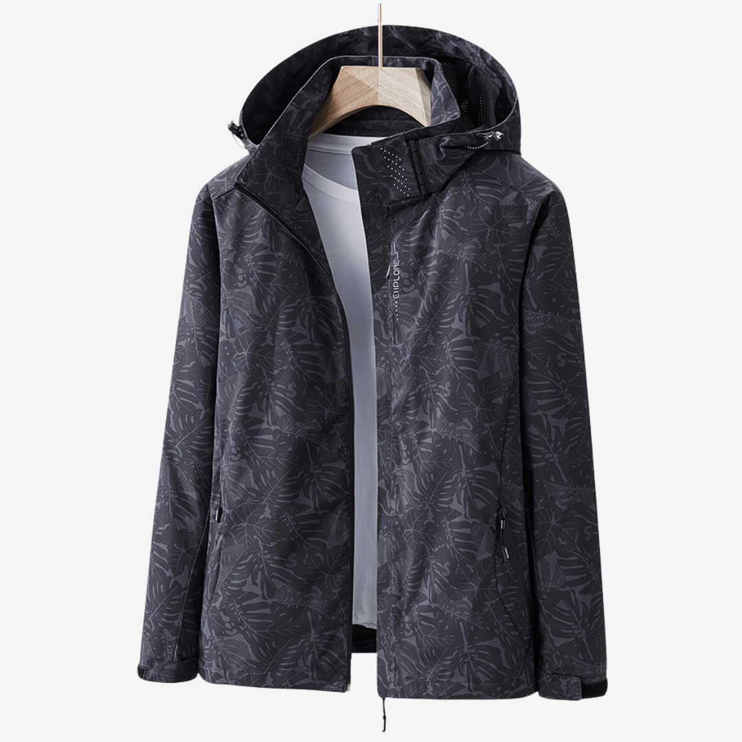 Women's Waterproof Windbreaker Jacket with Adjustable Hood – Black