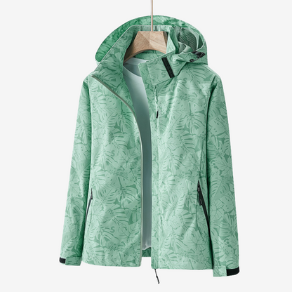 Women's Waterproof Windbreaker Jacket with Adjustable Hood – Green