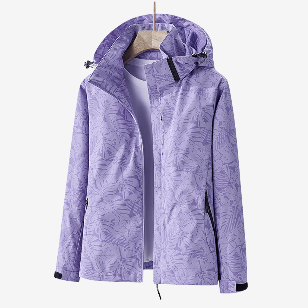 Women's Waterproof Windbreaker Jacket with Adjustable Hood – Purple