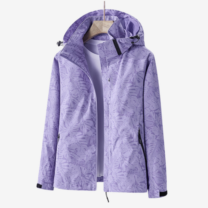 Women's Waterproof Windbreaker Jacket with Adjustable Hood – Purple
