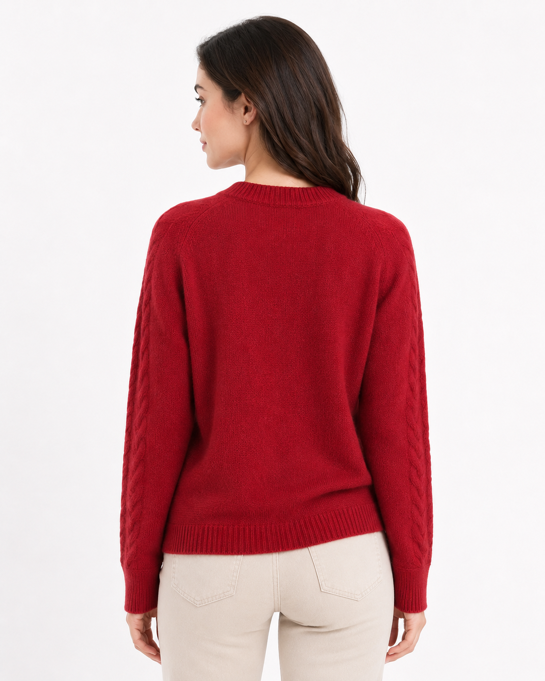 Women's Cable-Knit Wool Blend Cardigan with Pearl Buttons