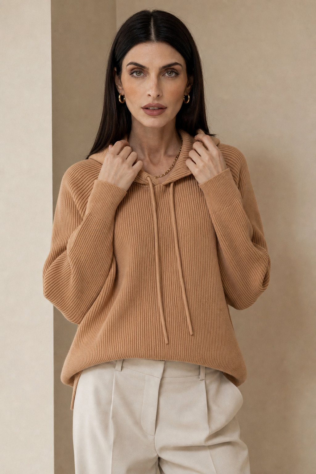 Women's Cashmere-Blend Relaxed Fit Hoodie Sweater – Vintage