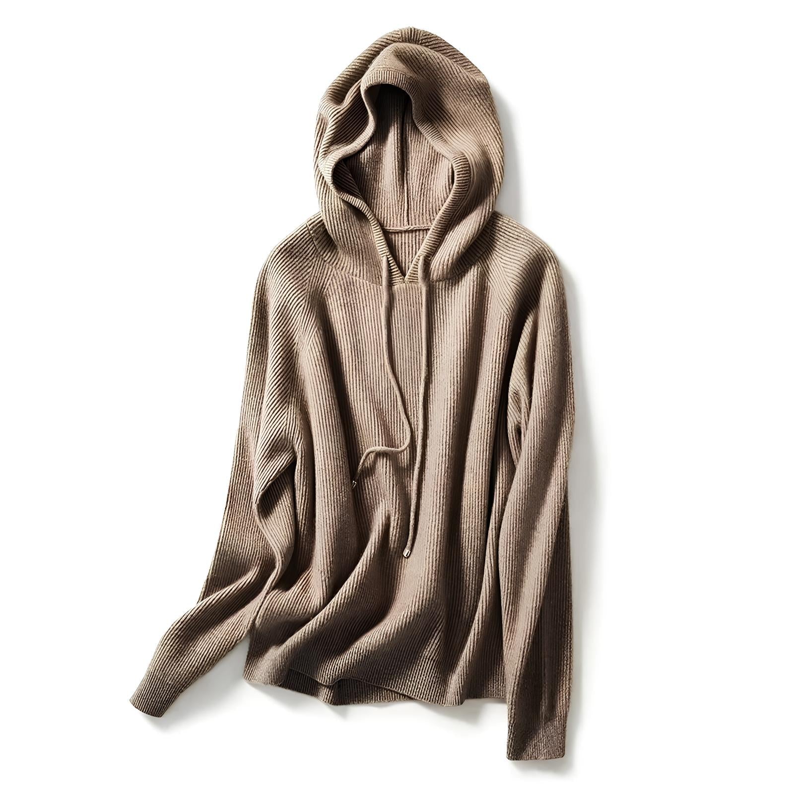 Women's Cashmere-Blend Relaxed Fit Hoodie Sweater – Flat lay of women's cashmere-blend hoodie sweater showing all colors