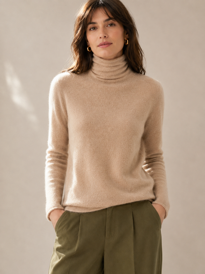 Women's Cashmere Blend Turtleneck Slim Fit Sweater