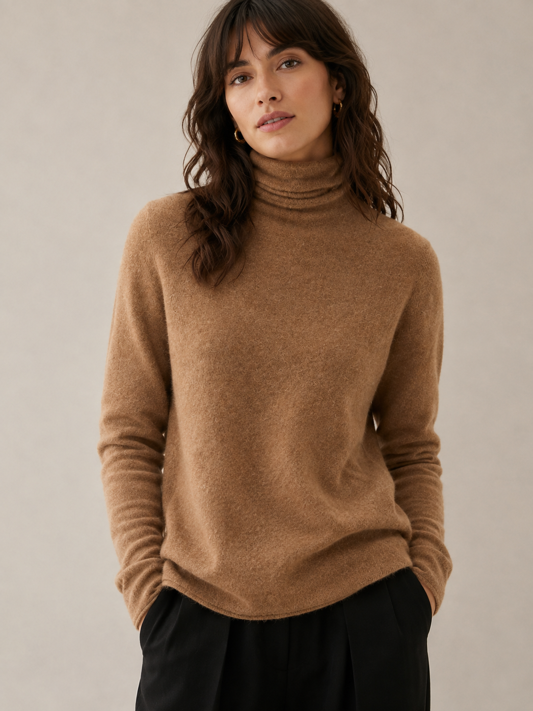 Women's Cashmere Blend Turtleneck Slim Fit Sweater