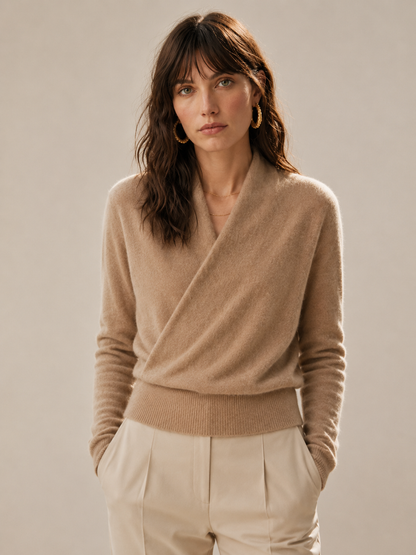 Women's Cashmere Crossover Collar Sweater