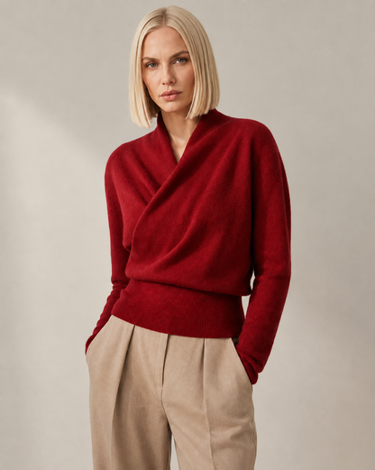 Women's Cashmere Crossover Collar Sweater