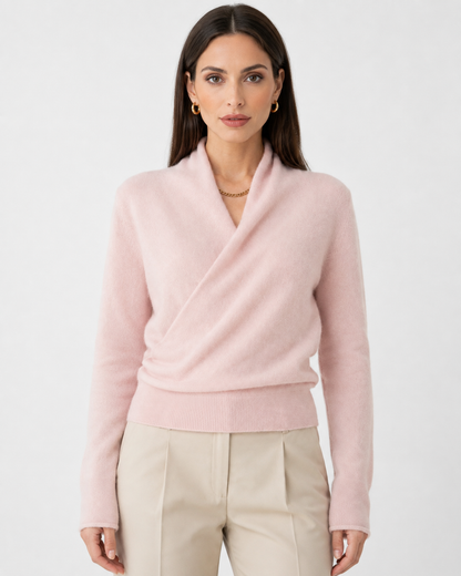 Women's Cashmere Crossover Collar Sweater