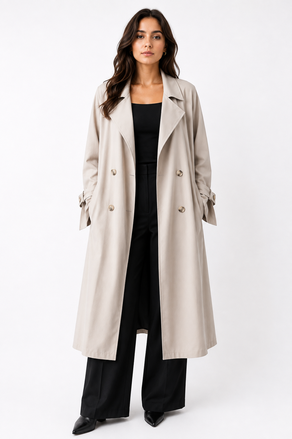 Women's Classic Double-Breasted Waterproof Trench Coat