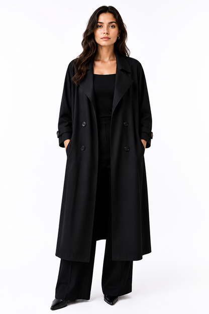Women's Classic Double-Breasted Waterproof Trench Coat