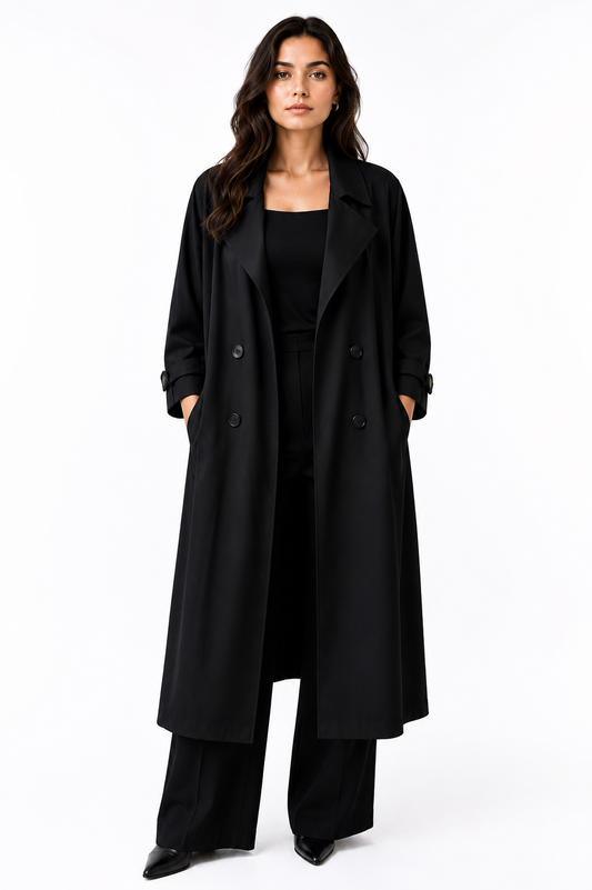 Women's Classic Double-Breasted Waterproof Trench Coat