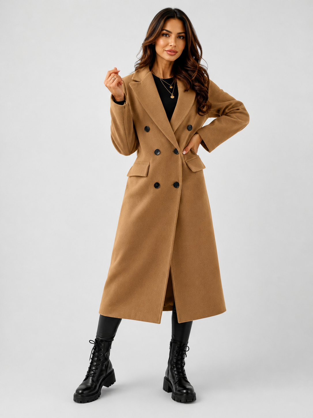 Women's Fitted Double-Breasted Trench Coat Tailored Fit