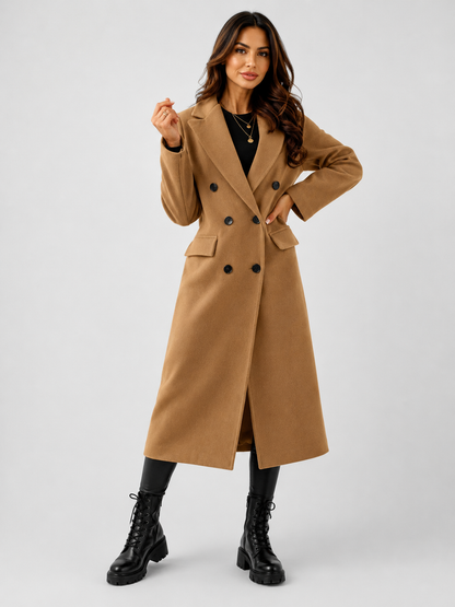 Women's Fitted Double-Breasted Trench Coat Tailored Fit