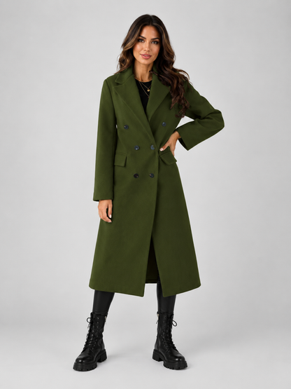 Women's Fitted Double-Breasted Trench Coat Tailored Fit