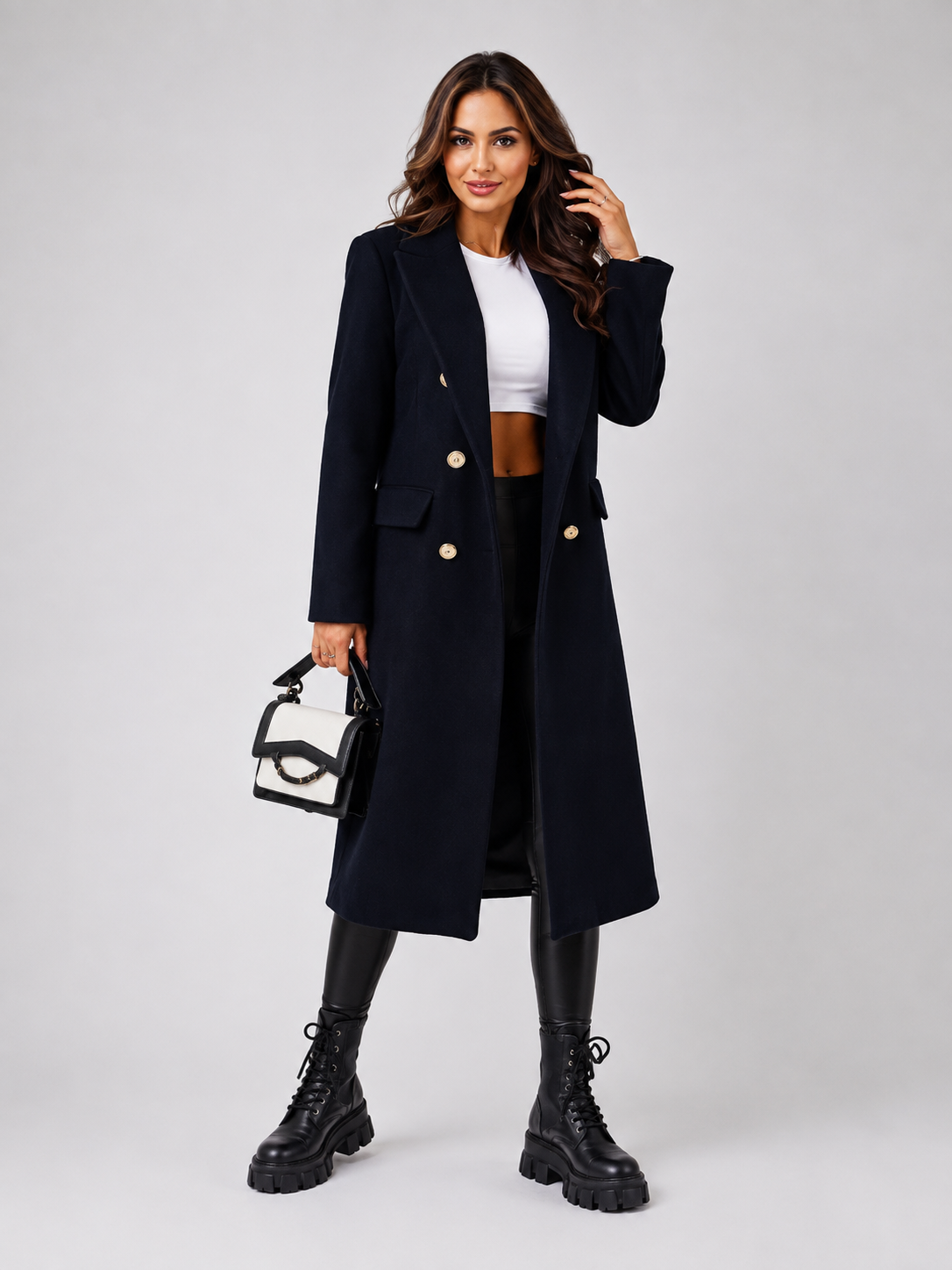 Women's Fitted Double-Breasted Trench Coat Tailored Fit
