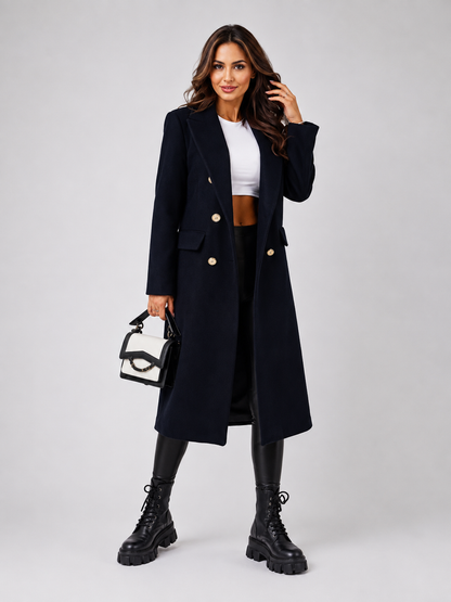 Women's Fitted Double-Breasted Trench Coat Tailored Fit