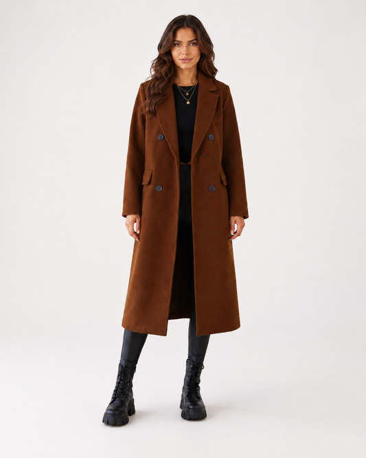 Women's Fitted Double-Breasted Trench Coat Tailored Fit