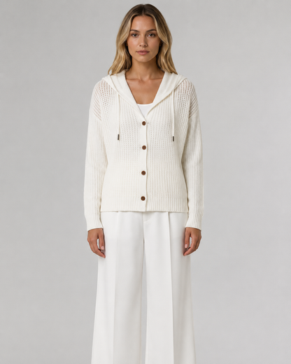 Women's Hooded Button-Front Knit Cardigan