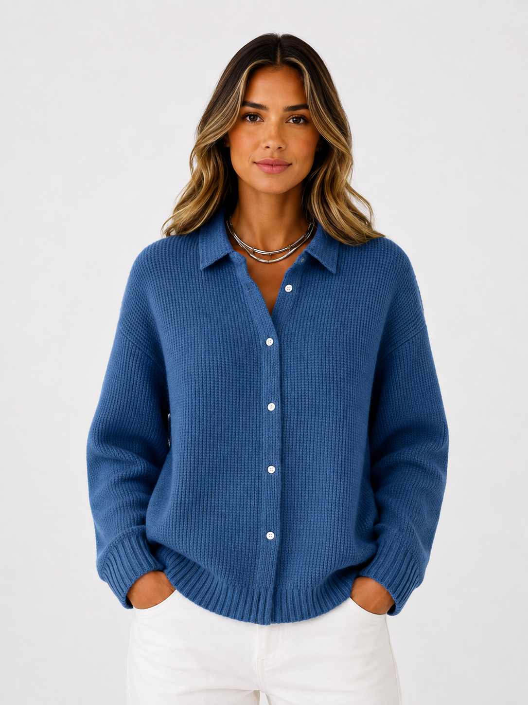 Women's Cardigan Knit Longline Button-Front