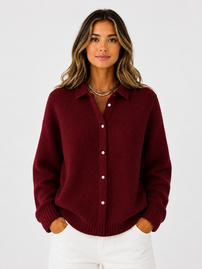 Women's Cardigan Knit Longline Button-Front