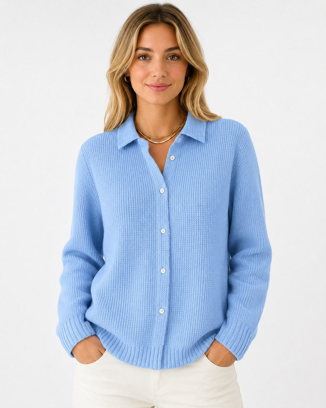 Women's Cardigan Knit Longline Button-Front