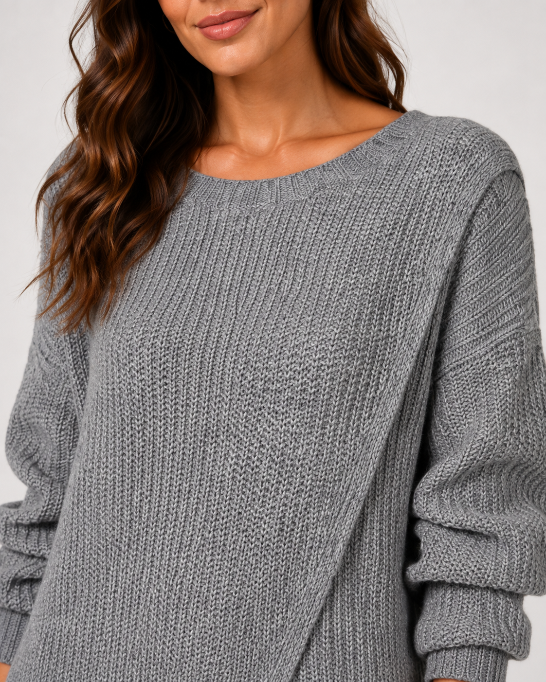 Women's Long-Sleeve Knit Sweater Dress with Wrap Hem