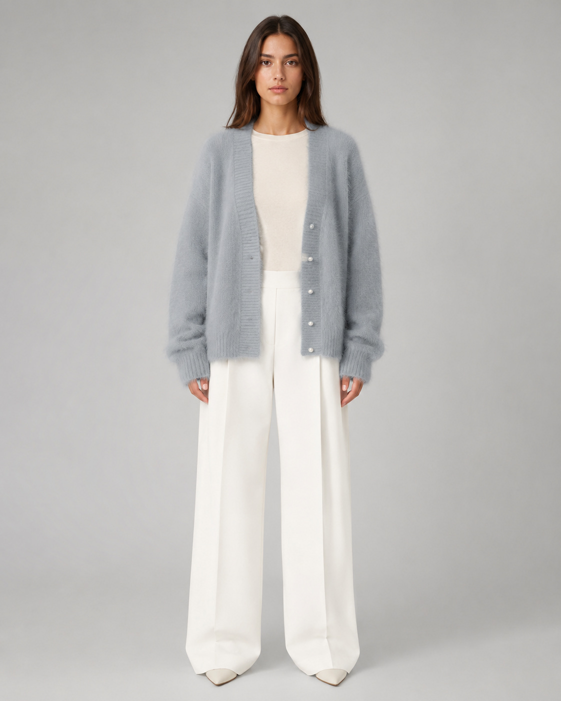 Women's Open-Front Cardigan with V-Neckline