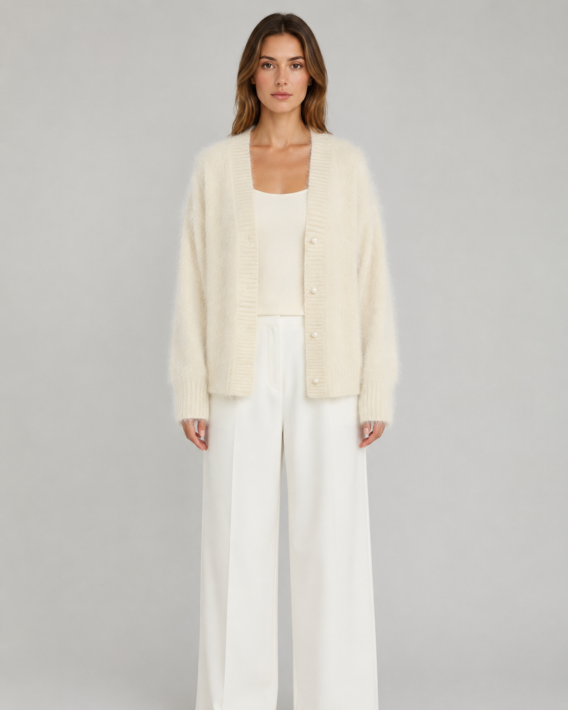 Women's Open-Front Cardigan with V-Neckline