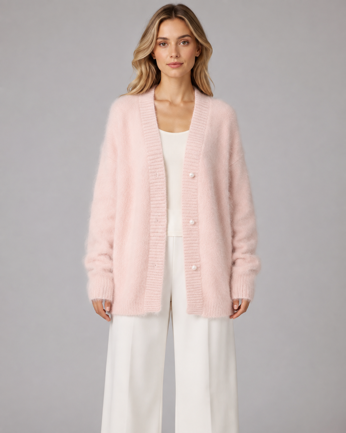 Women's Open-Front Cardigan with V-Neckline