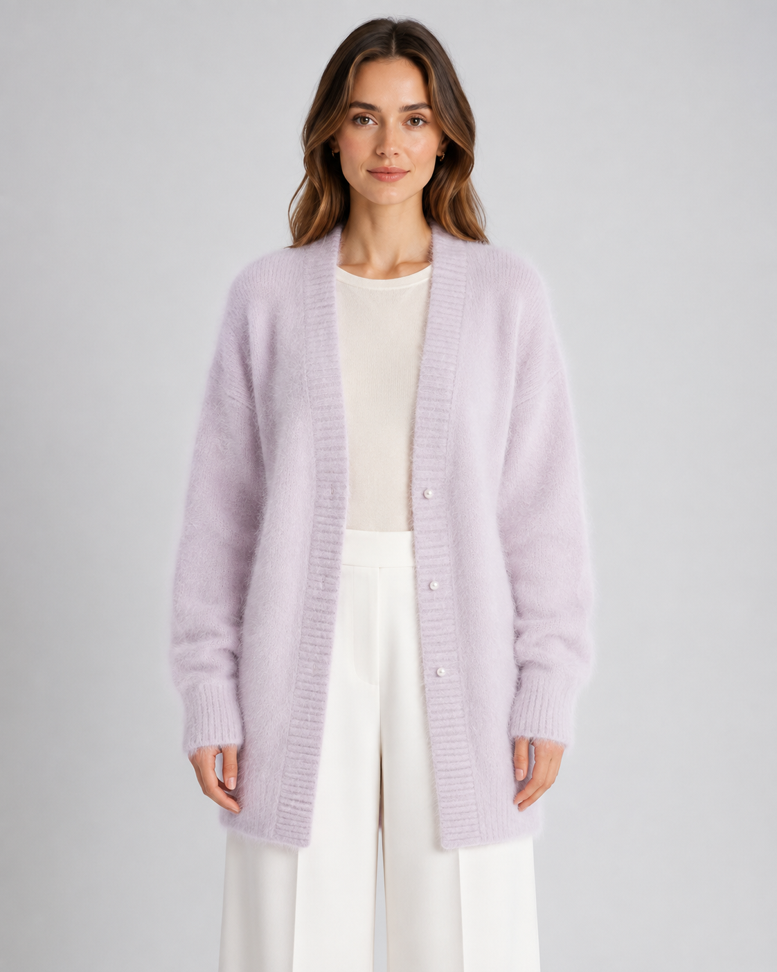Women's Open-Front Cardigan with V-Neckline