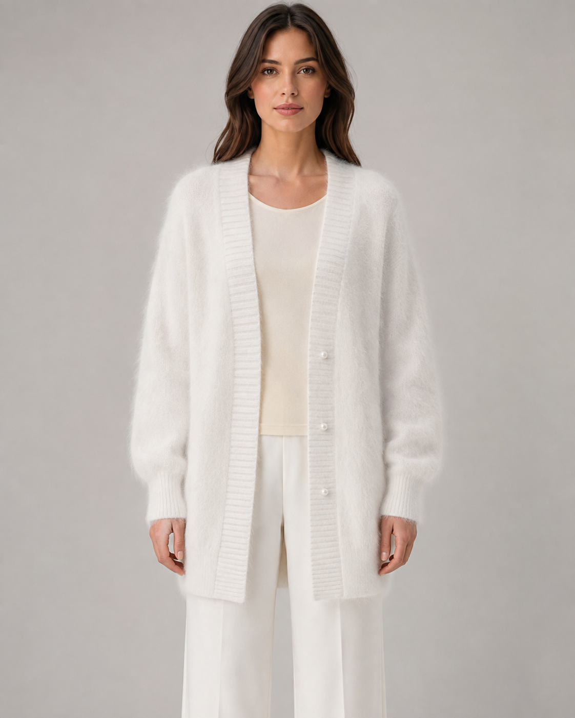 Women's Open-Front Cardigan with V-Neckline