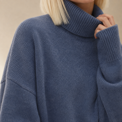 Women's Cozy Oversized Turtleneck Sweater Merino Blend