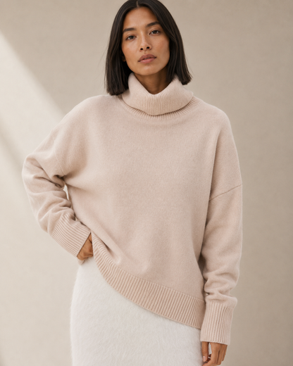 Women's Cozy Oversized Turtleneck Sweater Merino Blend