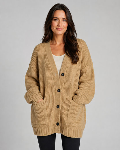 Women's Relaxed Button-Front Chunky Knit Cardigan
