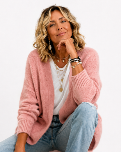 Women's Relaxed Open-Front Knit Cardigan with Pockets
