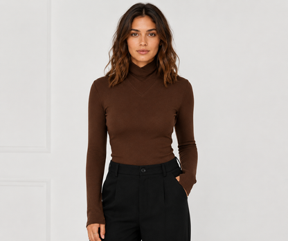 Women's Ribbed Turtleneck Sweater with Body-Hugging Fit
