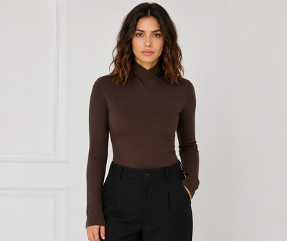 Women's Ribbed Turtleneck Sweater with Body-Hugging Fit