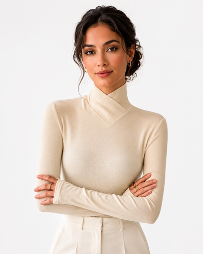 Women's Ribbed Turtleneck Sweater with Body-Hugging Fit