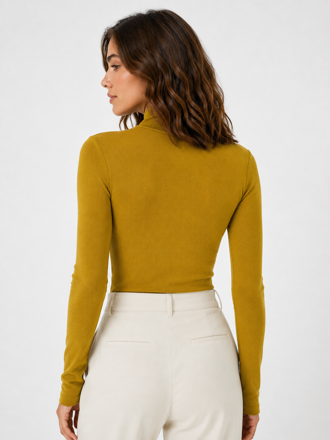 Women's Ribbed Turtleneck Sweater with Body-Hugging Fit