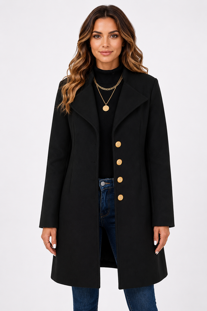 Women's Tailored Longline Tunic Coat with Notched Lapel