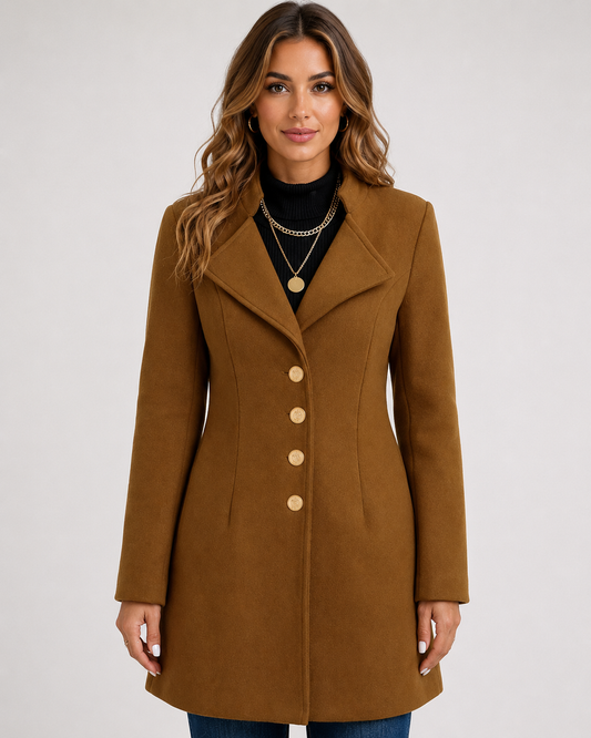 Women's Tailored Longline Tunic Coat with Notched Lapel