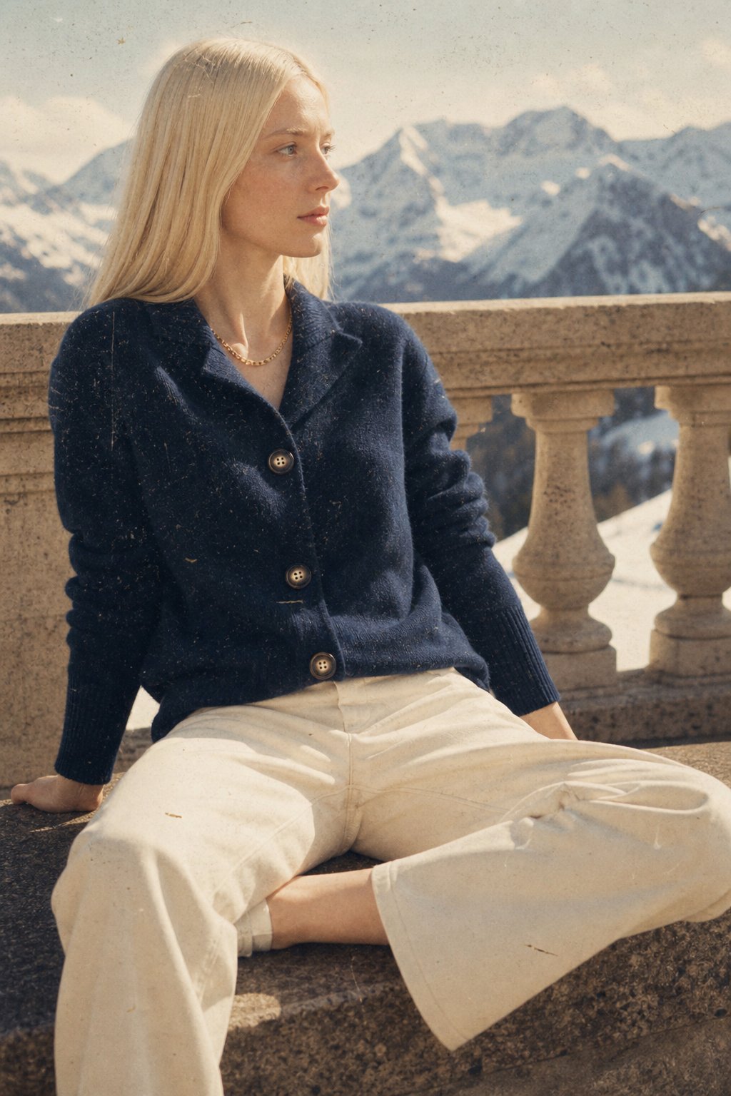 Women's Warm Cardigan with Bold Buttons & Half-High Neck – Flat lay of all four cardigan color options