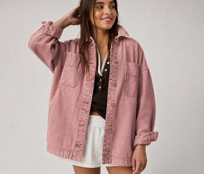 Women's Washed Denim Oversized Jacket